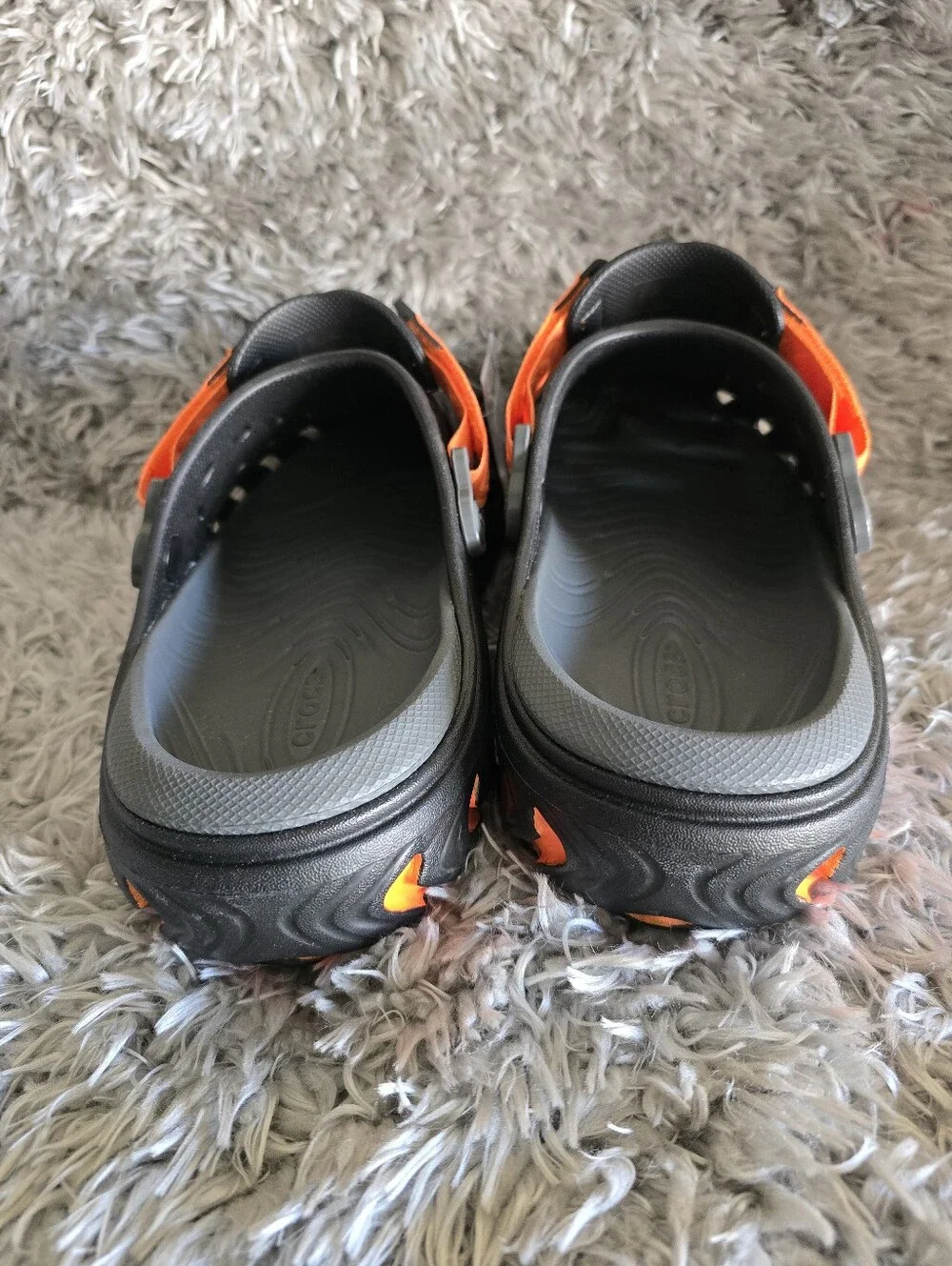Men's Black & Orange Water Clog - Breathable Slip-On Swim Shoe